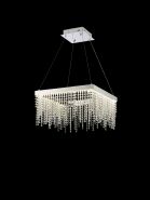 Bano Polished Chrome Crystal Ceiling Lights Diyas Ringed & Square Crystal Fittings